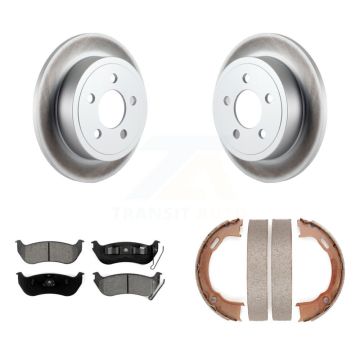 Rear Disc Coated Rotors Semi-Metallic Pads Parking Shoes Kit For Jeep Liberty Wrangler TJ KGS-103146
