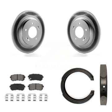 Rear Disc Coated Rotors Semi-Metallic Pads And Parking Brake Shoes Kit For Kia Optima KGS-103152