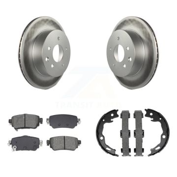 Rear Disc Coated Rotors Semi-Metallic Pads Parking Shoes Kit For 19 Nissan Rogue Sport S KGS-103161