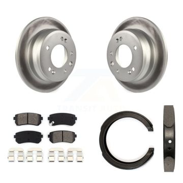 Rear Disc Coated Rotors Semi-Metallic Pads & Parking Shoes Kit For 11-16 Kia Sportage FWD KGS-103168