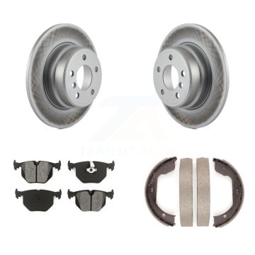 Rear Disc Coated Rotors Semi-Metallic Pads And Parking Brake Shoes Kit For BMW X5 KGS-103169