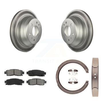 Rear Disc Coated Rotors Semi-Metallic Pads & Parking Shoes Kit For Chevrolet GMC Envoy XL KGS-103174