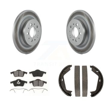 Rear Disc Coated Rotors Semi-Metallic Pads And Parking Brake Shoes Kit For Volvo XC70 S80 KGS-103180