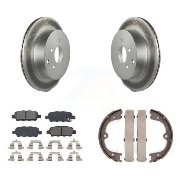 Rear Disc Coated Rotors Semi-Metallic Pads & Parking Shoes Kit For Nissan Murano INFINITI KGS-103181