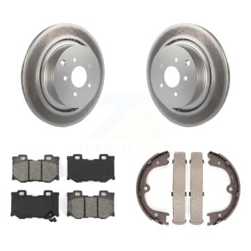 Rear Disc Coated Rotors Semi-Metallic Pads & Parking Shoes Kit For INFINITI Q50 M37 FX50 KGS-103182