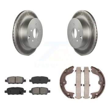 Rear Disc Coated Rotors Semi-Metallic Pads Parking Brake Shoes Kit For INFINITI FX35 FX45 KGS-103183