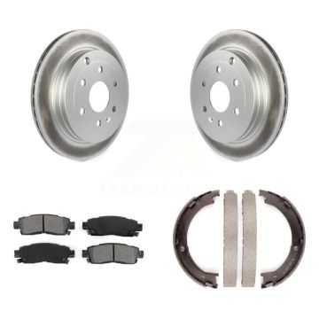 Rear Disc Coated Rotors Semi-Metallic Pads Parking Shoes Kit For GMC Acadia Buick Enclave KGS-103194