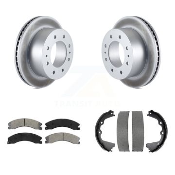 Rear Disc Coated Rotors Semi-Metallic Pads Parking Shoes Kit For GMC Sierra 2500 HD 3500 KGS-103195