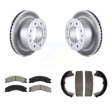 Rear Disc Coated Rotors Semi-Metallic Pads Parking Shoes Kit For Chevrolet Silverado 2500 KGS-103196