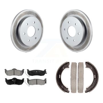 Rear Disc Coated Rotors Semi-Metallic Pads Parking Shoes Kit For Nissan TITAN Armada QX56 KGS-103202