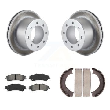 Rear Disc Coated Rotors Semi-Metallic Pads And Parking Shoes Kit For 2001 GMC Sierra 3500 KGS-103203