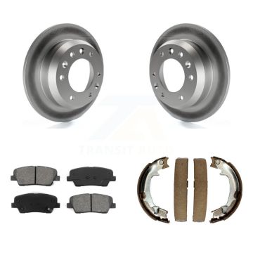 Rear Disc Coated Rotors Semi-Metallic Pads Parking Brake Shoes Kit For Kia Sedona Hyundai KGS-103204