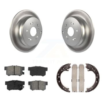 Rear Disc Coated Rotors Semi-Metallic Pads And Parking Brake Shoes Kit For Acura RDX KGS-103207