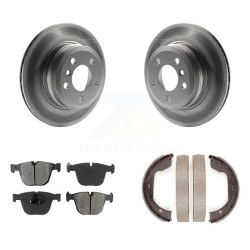 Rear Disc Coated Rotors Semi-Metallic Pads & Parking Shoes Kit For 2009 BMW X6 From 10 08 KGS-103214