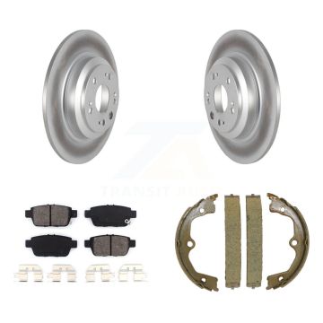 Rear Disc Coated Rotors Semi-Metallic Pads Parking Brake Shoes Kit For 2009-2014 Acura TL KGS-103216