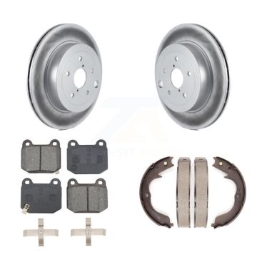 Rear Disc Coated Rotors Semi-Metallic Pads And Parking Brake Shoes Kit For Subaru Impreza KGS-103219