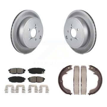 Rear Disc Coated Rotors Semi-Metallic Pads & Parking Shoes Kit For Subaru Outback Legacy KGS-103221