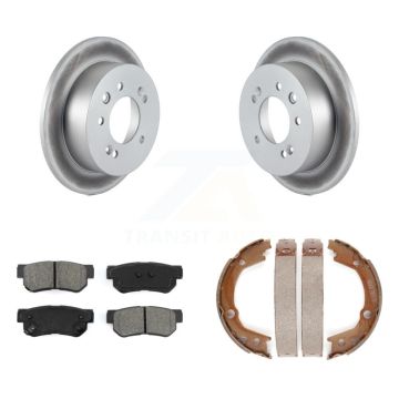 Rear Disc Coated Rotors Semi-Metallic Pads & Parking Brake Shoes Kit For Hyundai Elantra KGS-103222