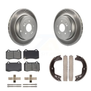 Rear Disc Coated Rotors Semi-Metallic Pads & Parking Shoes Kit For Hyundai Genesis Coupe KGS-103224