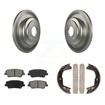 Rear Disc Coated Rotors Semi-Metallic Pads & Parking Shoes Kit For Hyundai Genesis Coupe KGS-103225