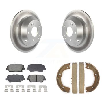 Rear Disc Coated Rotors Semi-Metallic Pads And Parking Shoes Kit For Hyundai Santa Fe Kia KGS-103226
