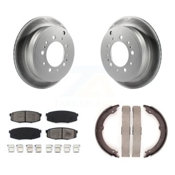 Rear Disc Coated Rotors Semi-Metallic Pads & Parking Shoes Kit For Toyota Tundra Sequoia KGS-103231