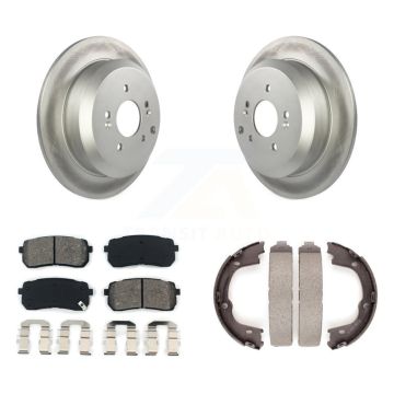Rear Disc Coated Rotors Semi-Metallic Pads & Parking Shoes Kit For 07-12 Hyundai Veracruz KGS-103232