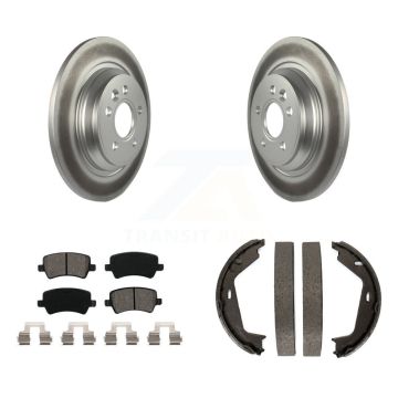 Rear Disc Coated Rotors Semi-Metallic Pads Parking Shoes Kit For 2007-2009 Volvo S80 AWD KGS-103236