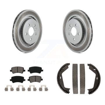 Rear Disc Coated Rotors Semi-Metallic Pads Parking Shoes Kit For 2007-2009 Volvo S80 AWD KGS-103237