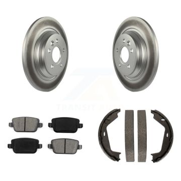 Rear Disc Coated Rotors Semi-Metallic Pads Parking Shoes Kit For 2008-2009 Volvo S80 FWD KGS-103238