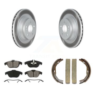 Rear Disc Coated Rotors Semi-Metallic Pads Parking Brake Shoes Kit For Mercedes-Benz E550 KGS-103243