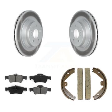 Rear Disc Coated Rotors Semi-Metallic Pads Parking Brake Shoes Kit For Mercedes-Benz E550 KGS-103244