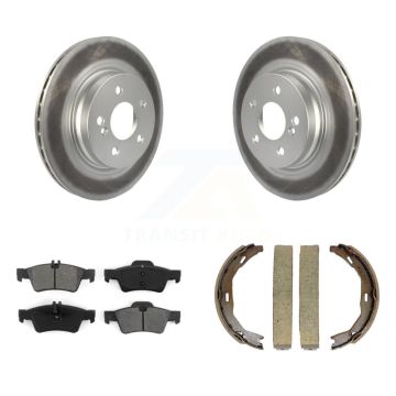 Rear Disc Coated Rotors Semi-Metallic Pads Parking Brake Shoes Kit For Mercedes-Benz E550 KGS-103245