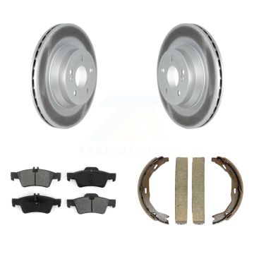 Rear Disc Coated Rotors Semi-Metallic Pads Parking Brake Shoes Kit For Mercedes-Benz E550 KGS-103246