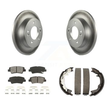 Rear Disc Coated Rotors Semi-Metallic Pads And Parking Shoes Kit For 2014 Kia Forte Koup KGS-103254
