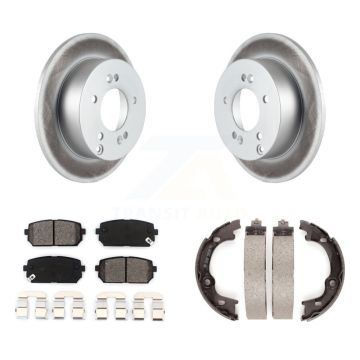 Rear Disc Coated Rotors Semi-Metallic Pads And Parking Shoes Kit For 2007-2010 Kia Rondo KGS-103255