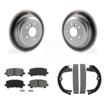 Rear Disc Coated Rotors Semi-Metallic Pads & Parking Shoes Kit For Honda Pilot Ridgeline KGS-103258