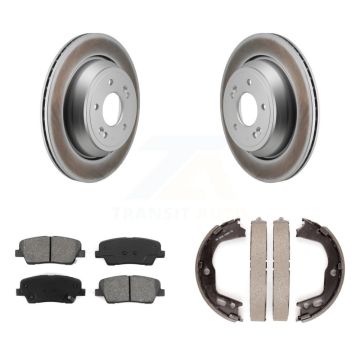 Rear Disc Coated Rotors Semi-Metallic Pads Parking Shoes Kit For 2011-2013 Hyundai Equus KGS-103259