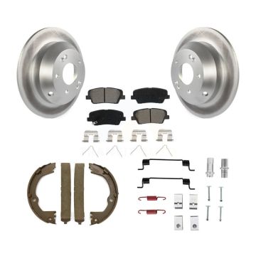 Rear Disc Coated Rotors Semi-Metallic Pads Parking Shoes & Hardware Kit For Hyundai Santa KGS-103261