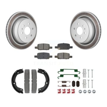 Rear Disc Coated Rotors Semi-Metallic Pads Parking Shoes & Hardware Kit For Chevrolet GMC KGS-103262
