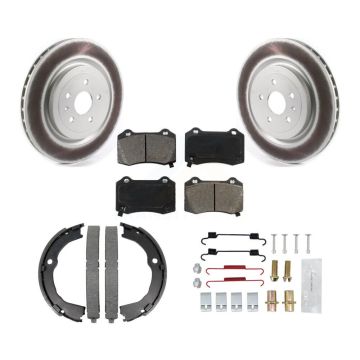 Rear Disc Coated Rotors Semi-Metallic Pads Parking Shoes & Hardware Kit For Chevrolet CTS KGS-103263