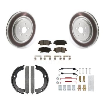 Rear Disc Coated Rotors Semi-Metallic Pads Parking Shoes & Hardware Kit For Cadillac CTS KGS-103266
