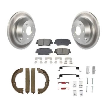 Rear Disc Coated Rotors Semi-Metallic Pads Parking Shoes & Hardware Kit For Hyundai Santa KGS-103270