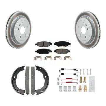 Rear Disc Coated Rotors Semi-Metallic Pads Parking Shoes & Hardware Kit For Chevrolet CTS KGS-103273