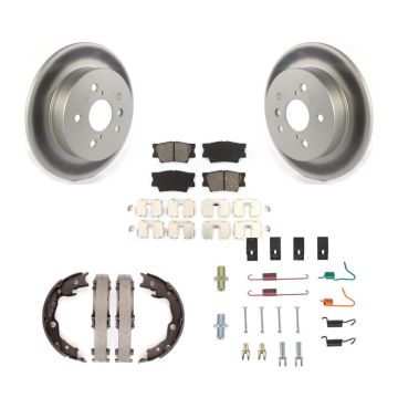 Rear Disc Coated Rotors Semi-Metallic Pads Parking Shoes & Hardware Kit For Toyota Camry KGS-103274