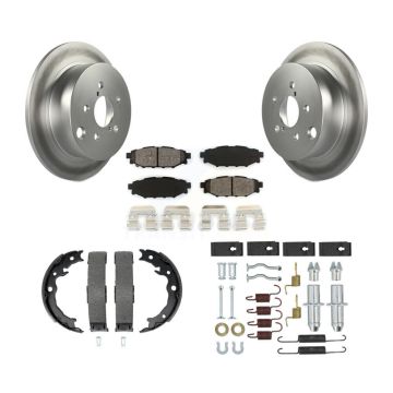 Rear Disc Coated Rotors Semi-Metallic Pads Parking Shoes Hardware Kit For Subaru Impreza KGS-103280