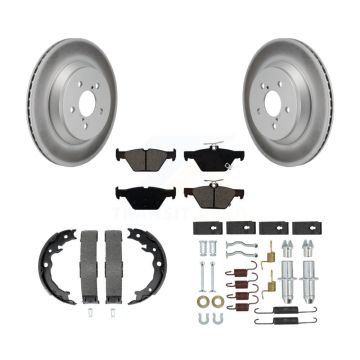 Rear Disc Coated Rotors Semi-Metallic Pads Parking Brake Shoes And Hardware Kit For KGS-103281