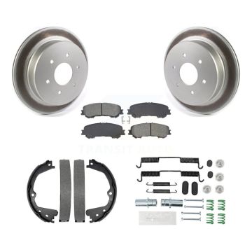 Rear Disc Coated Rotors Semi-Metallic Pads Parking Shoes & Hardware Kit For Nissan TITAN KGS-103283
