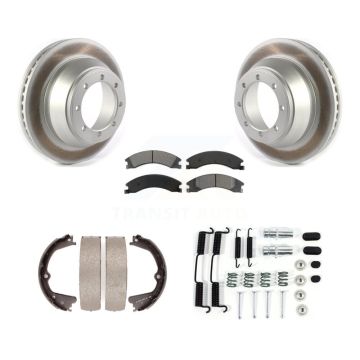 Rear Disc Coated Rotors Semi-Metallic Pads Parking Brake Shoes And Hardware Kit For KGS-103285