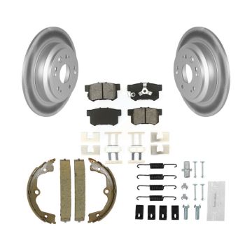 Rear Disc Coated Rotors Semi-Metallic Pads Parking Shoes & Hardware Kit For Honda Accord KGS-103299